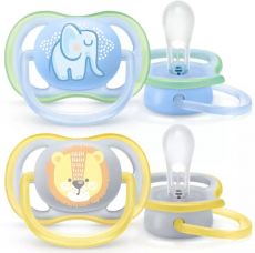 Пустышка Philips AVENT Ultra Air SCF085/01 синий, желтый 0-6 месяцев 2 шт.